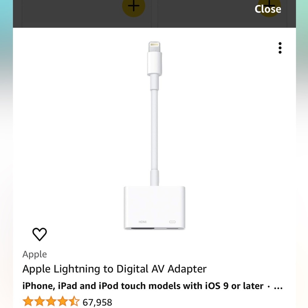 Apple Lightening Digital TV Adapter
